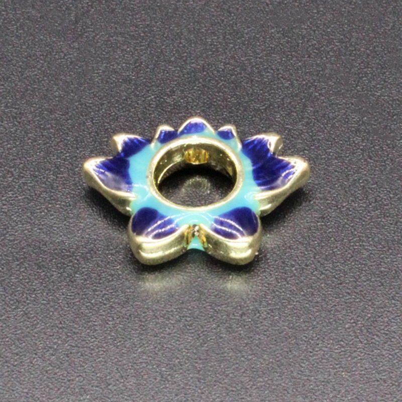 合金滴油烧蓝珐琅背云隔珠DIY古风饰品配件景泰蓝19*14珠子053