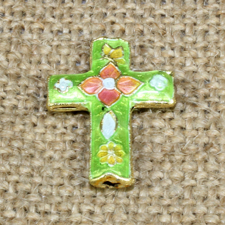 传统景泰蓝烧蓝DIY饰品配件背云隔珠冲压珐琅（银蓝）20*17十字架