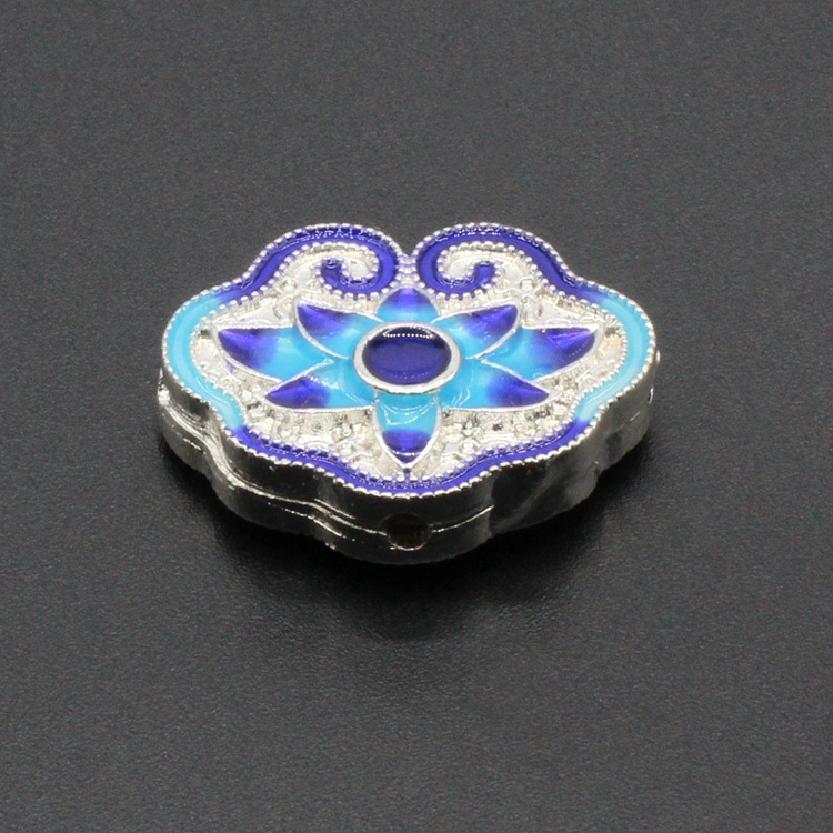 合金滴油烧蓝珐琅古风DIY饰品配件背云隔珠景泰蓝24*20珠子101