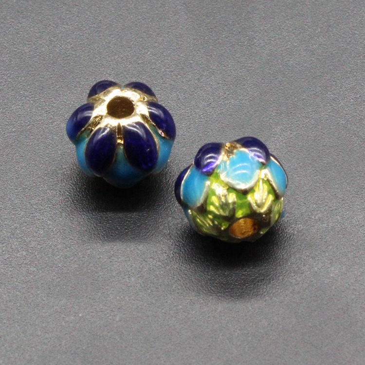 合金滴油烧蓝珐琅古风DIY饰品配件隔珠景泰蓝9mm*9mm大孔珠020