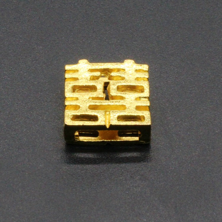 现货批发合金压铸电镀背云隔珠古风汉服饰品配件11*11喜字珠子001