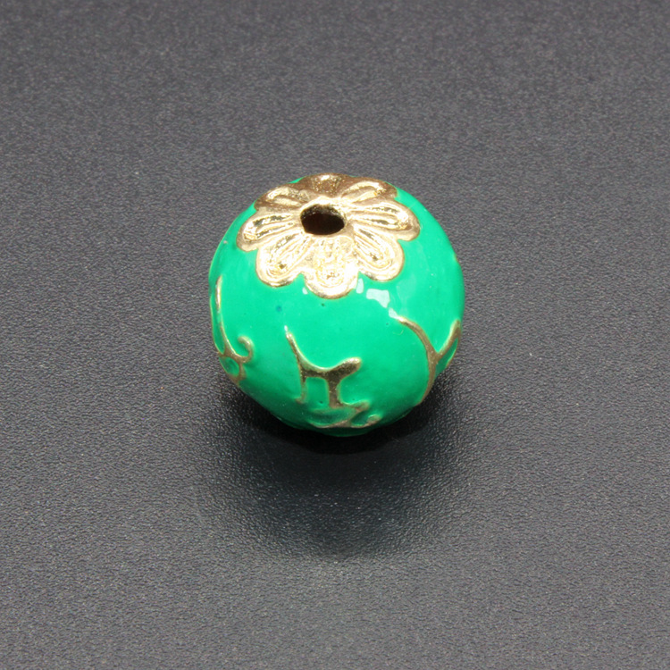 合金滴油烧蓝珐琅古风DIY佛珠串链饰品配件景泰蓝14mm圆珠扣子001
