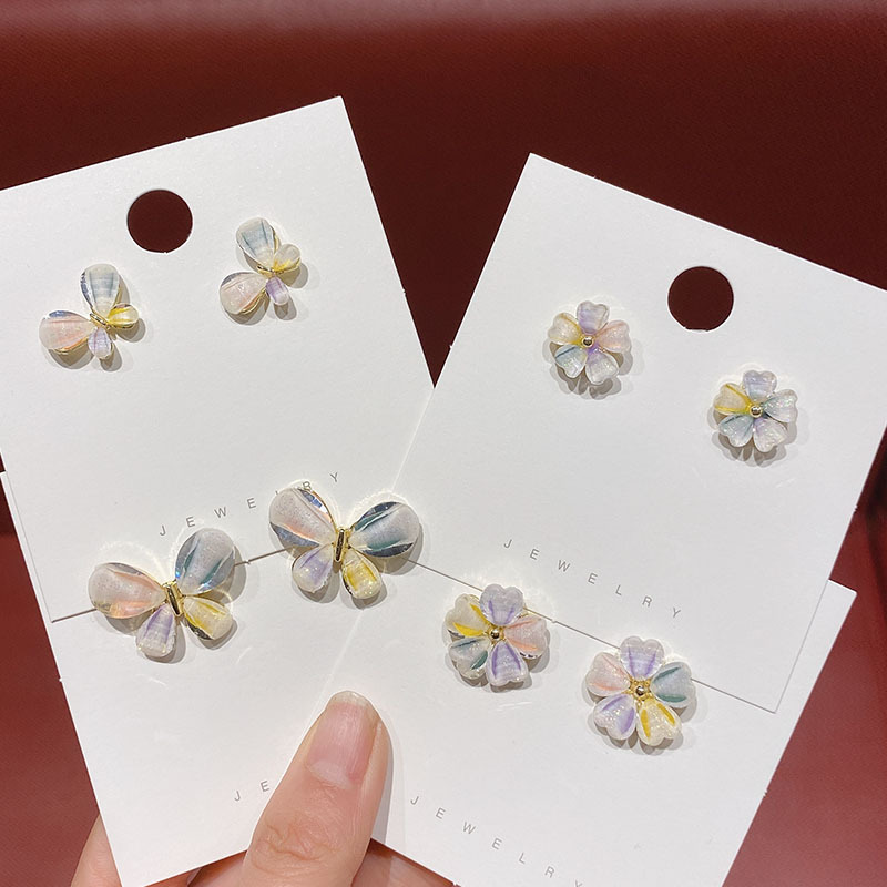 20新款春夏透明太阳花蝴蝶清新耳钉网红爆款银针可爱日韩风批发