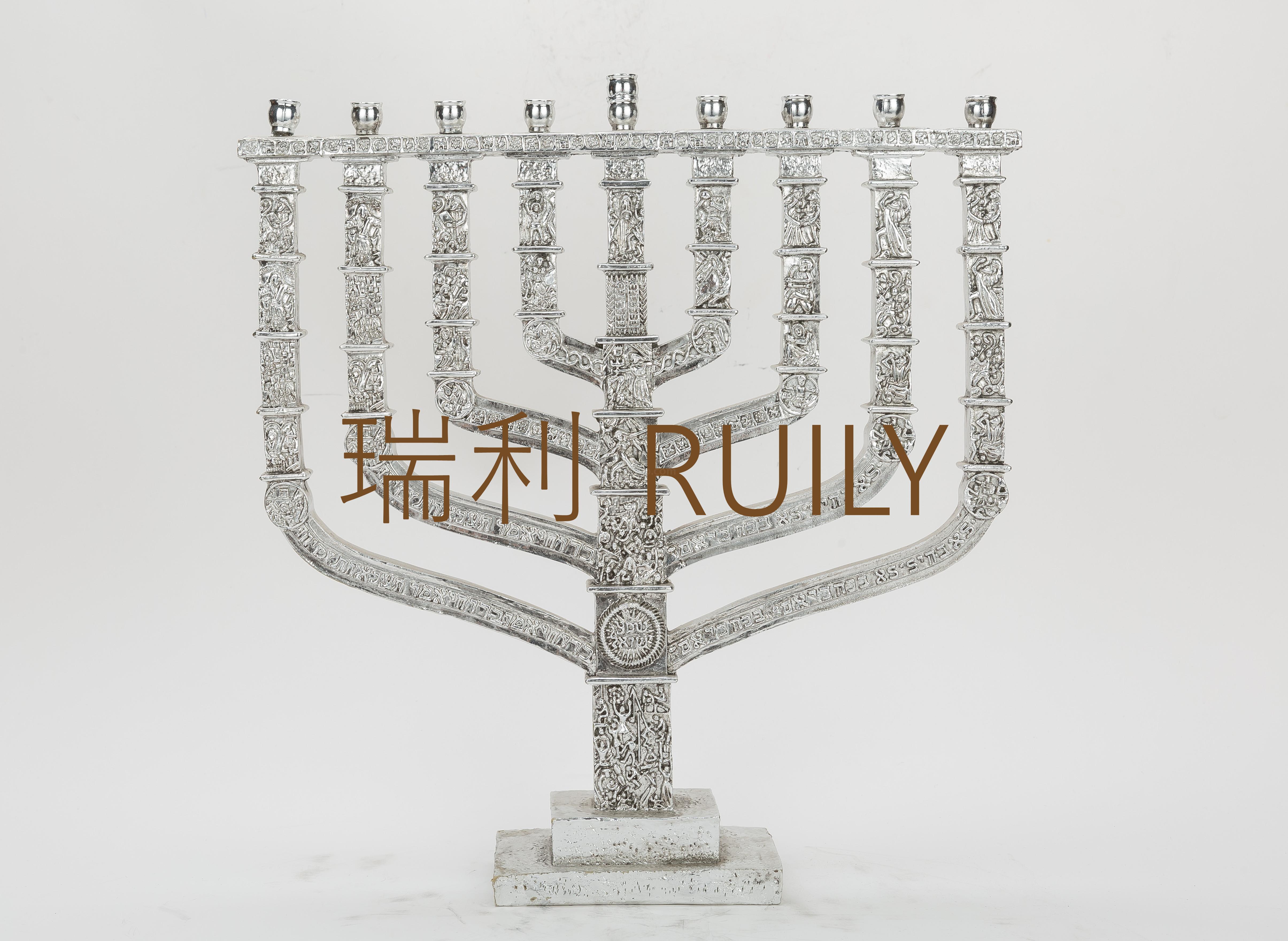 树脂宗教犹太教工艺品 摆件 电镀 九头烛台Hanuka