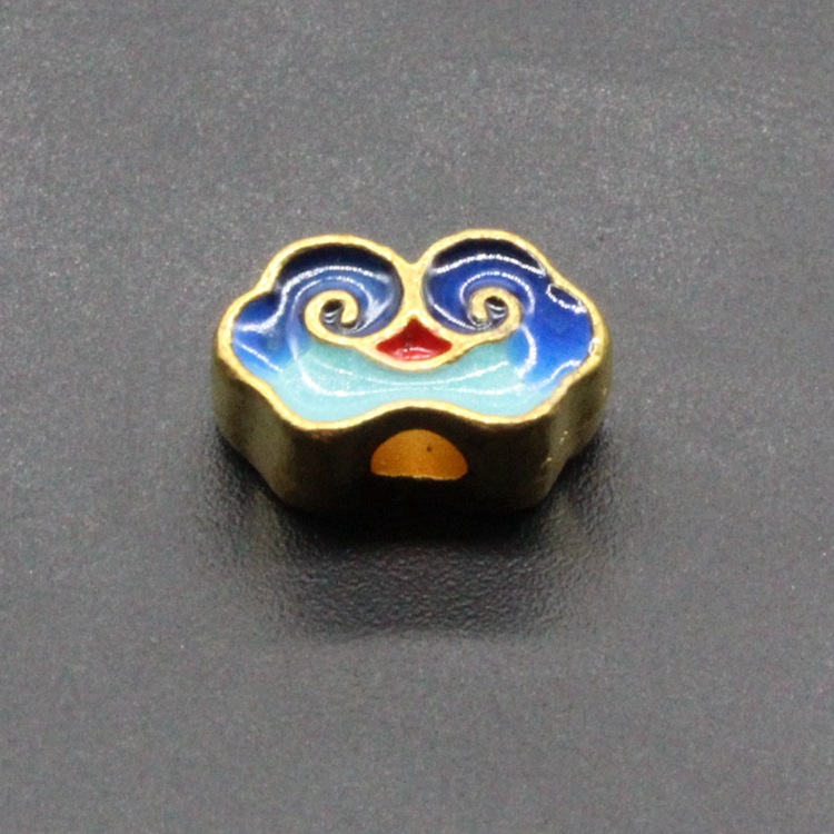 合金滴油烧蓝珐琅古风DIY饰品配件背云隔珠景泰蓝11*7祥云珠子098