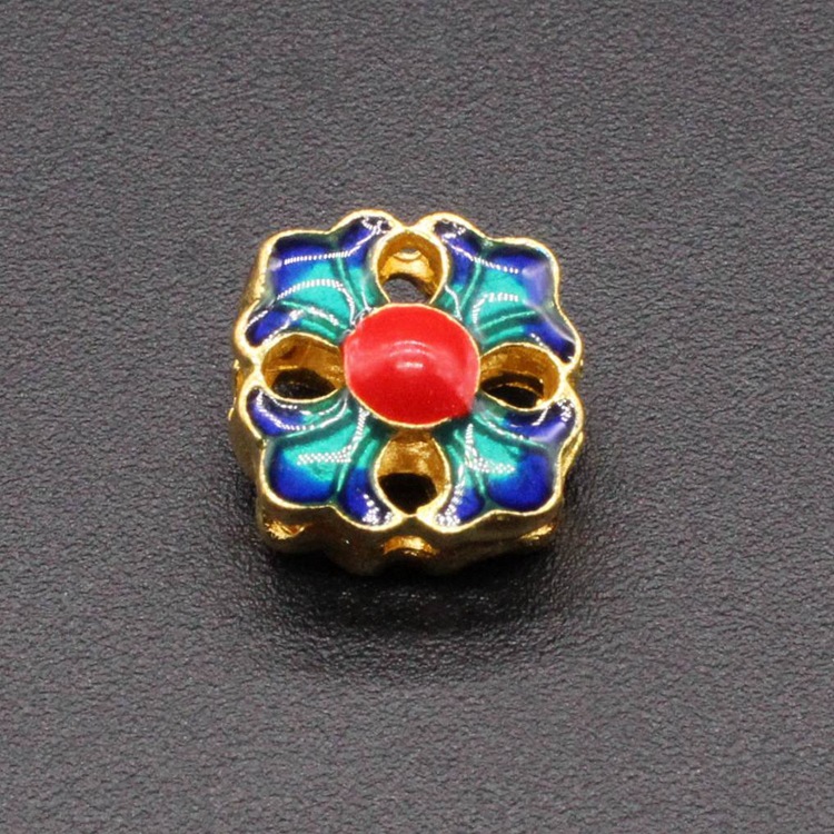 合金滴油烧蓝珐琅古风DIY饰品配件背云隔珠景泰蓝13mm方块珠子112