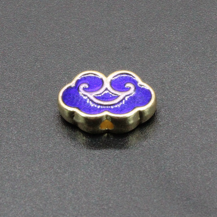 合金滴油烧蓝珐琅古风DIY饰品配件隔珠背云景泰蓝12*8祥云珠子049