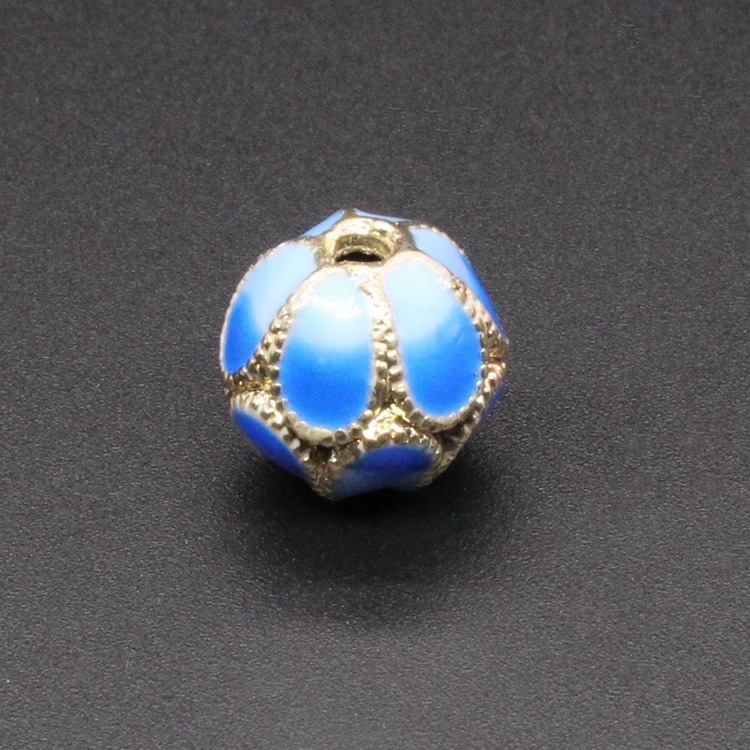 合金滴油烧蓝珐琅古风DIY佛珠串链饰品配件景泰蓝12mm圆珠扣子002