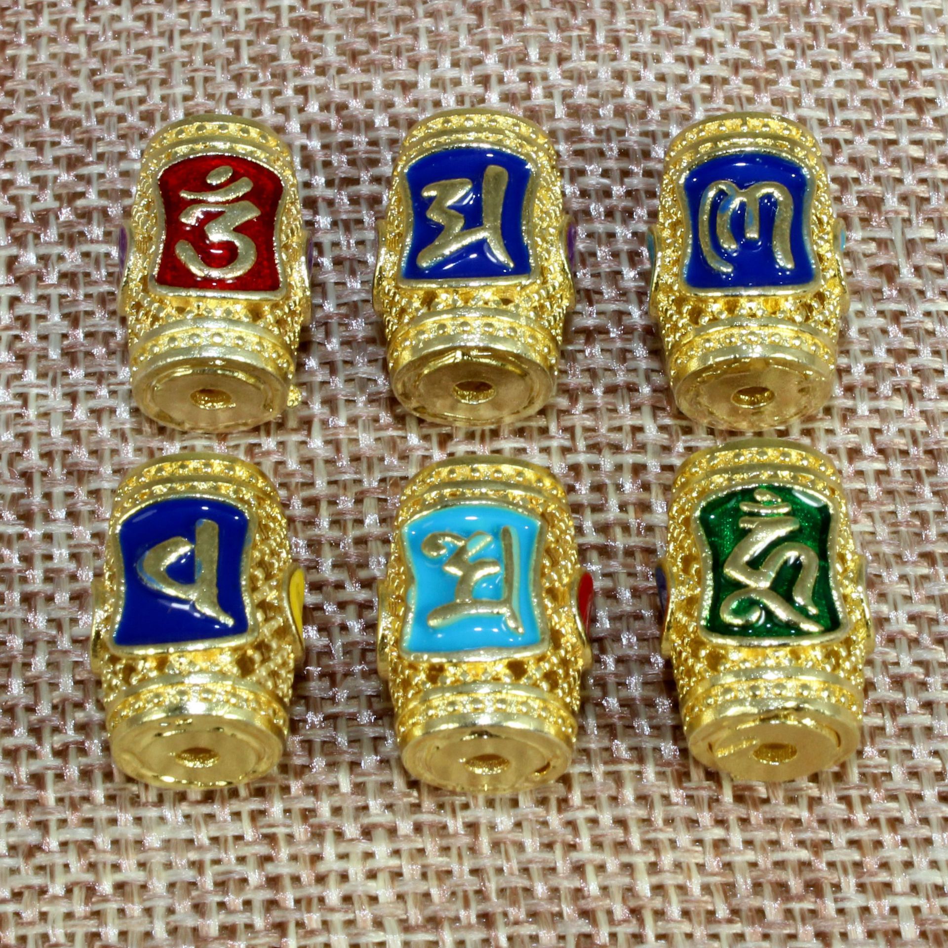 银胎滴油烧蓝珐琅背云隔珠古风饰品配件景泰蓝15*10桶珠隔件004