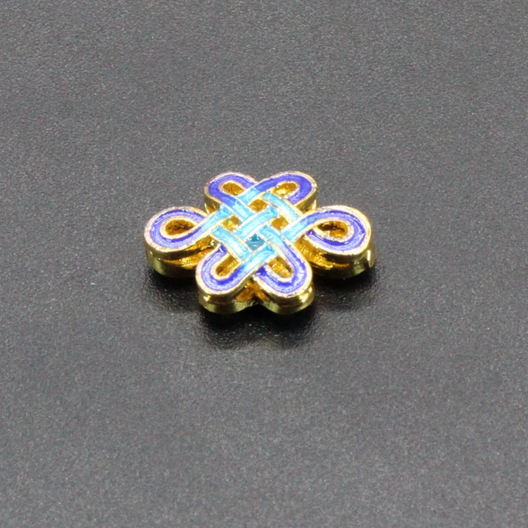 铜胎滴油烧蓝珐琅背云隔珠古风饰品配件景泰蓝13*10中国结珠子015