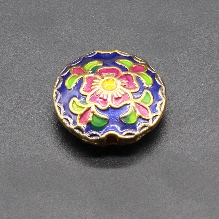 合金滴油烧蓝珐琅古风DIY饰品配件背云隔珠景泰蓝18mm圆珠子056