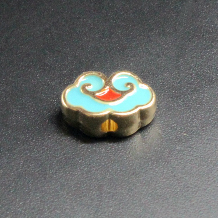 合金滴油烧蓝珐琅古风DIY饰品配件隔珠背云景泰蓝10*7祥云珠子048