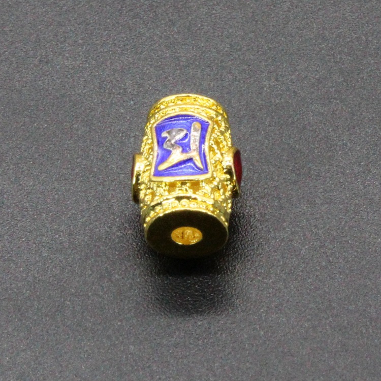 铜胎滴油烧蓝珐琅背云隔珠古风饰品配件景泰蓝镶钻11*8桶珠001