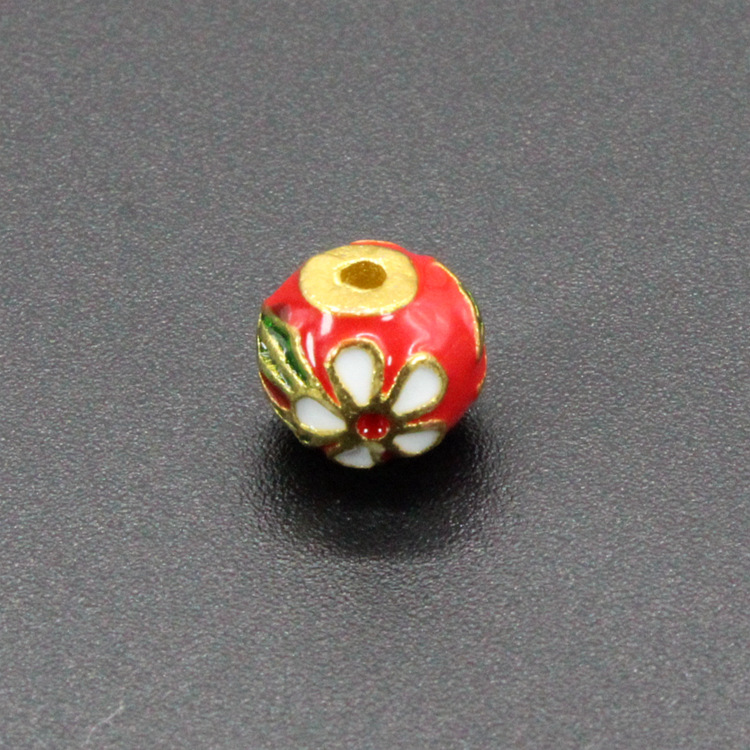 合金滴油烧蓝珐琅古风DIY佛珠串链饰品配件景泰蓝8mm圆珠扣子001