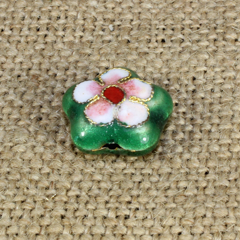 传统景泰蓝DIY饰品配件背云隔珠掐丝珐琅（花丝银蓝）15mm梅花