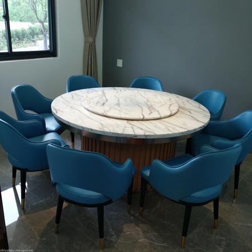 Beijing Company Internal Reception dining Tables and Chairs Customized Club New Chinese Marble Dining Table Home 12-Person round Table 