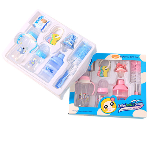 meiyingtang newborn feeding bottle gift box set pp feeding bottle comb and brush toy set 8-piece one-piece delivery