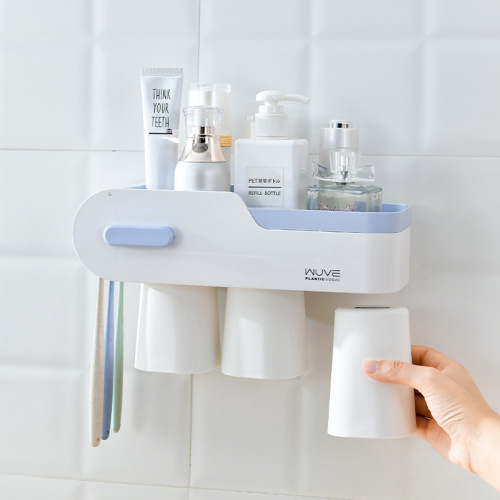 simple european-style punch-free wall-mounted dust-proof draining toothbrush bathroom toiletries and cosmetics storage rack