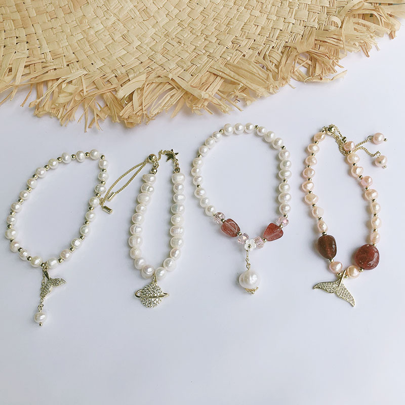 新款摆地摊天然淡水珍珠手链手镯宝石行星时尚爆款鱼尾ins风批发