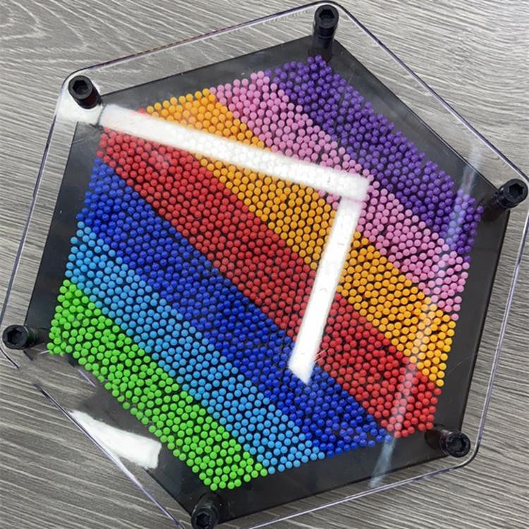 菱形黑边彩色针框 新奇特减压玩具客厅创意摆件3D针模