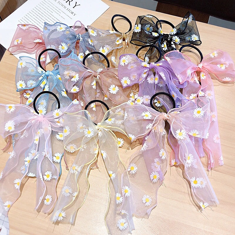 春夏新款印花飘带发绳韩版ins网红绑头发橡皮筋简约头绳女发饰