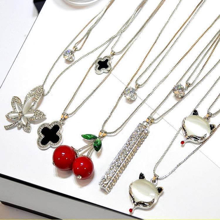 最新韩版时尚长款项链 小众个性双层毛衣链 小鹿吊坠项链配饰批发