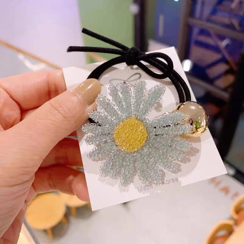 2020春夏新款清新小雏菊发夹水晶BB夹花朵水钻边夹森系网红头饰