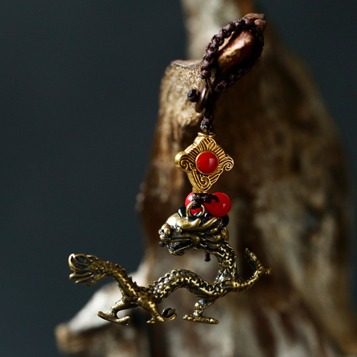 pure copper animal year dragon brass key chain metal ornaments car accessories men‘s and women‘s dragon car key pendant