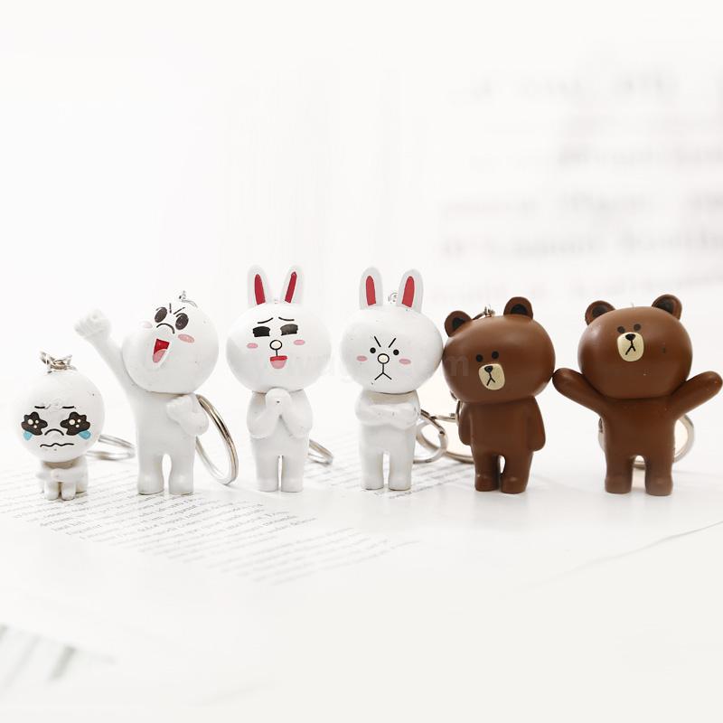 第一代6款可爱line表情卡通公仔布朗熊可妮兔钥匙扣包包挂件批发