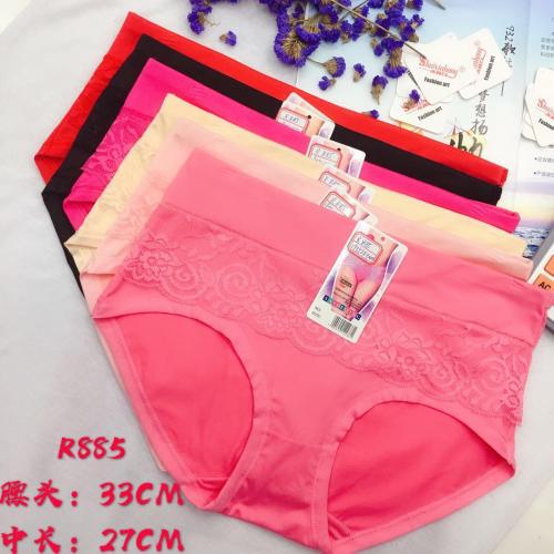 Foreign Trade Underwear Women‘s Underwear High Waist Briefs Solid Color Lace Stitching Girls‘ Pants Factory Direct Sales 