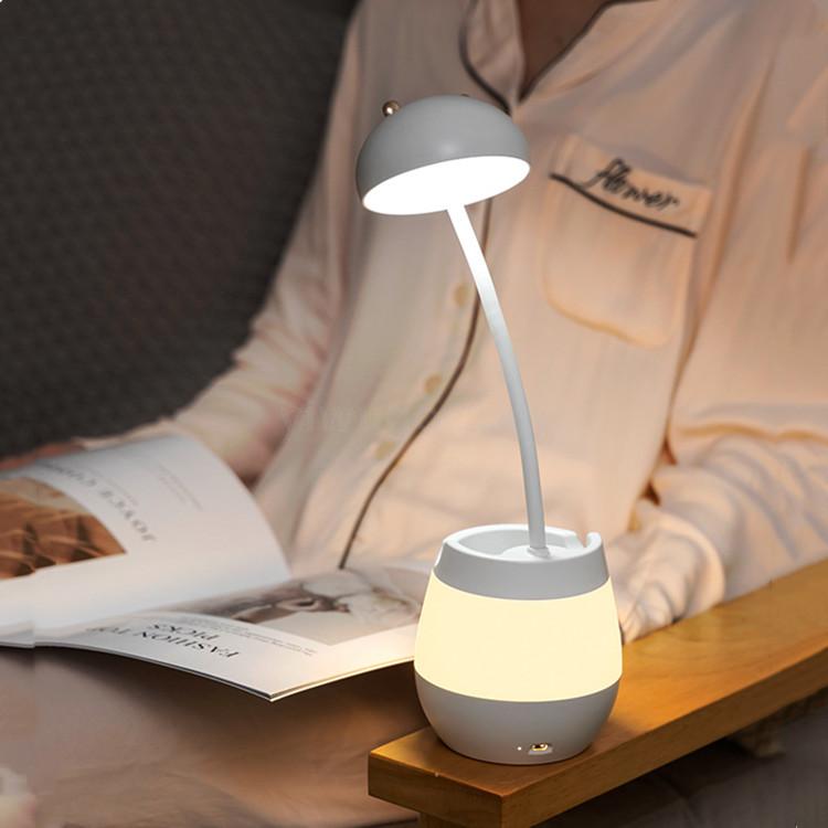 亚马逊蘑菇笔筒台灯USB可充电儿童学习夜灯创意卡通萌宠台灯支架
