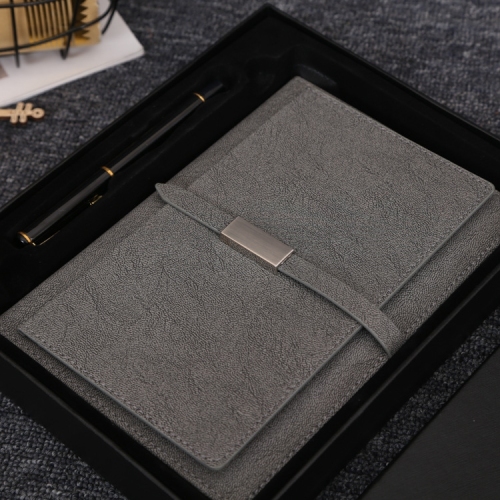 High-End Loose-Leaf Three-Fold Notebook Professional Custom High-End Notepad Business Gift Pu Notebook Set