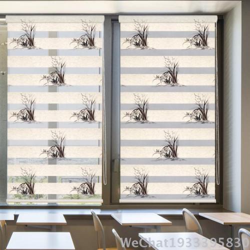 home living room bedroom study roller shutter soft gauze curtain cotton and linen printed soft gauze curtain finished foreign trade wholesale factory direct