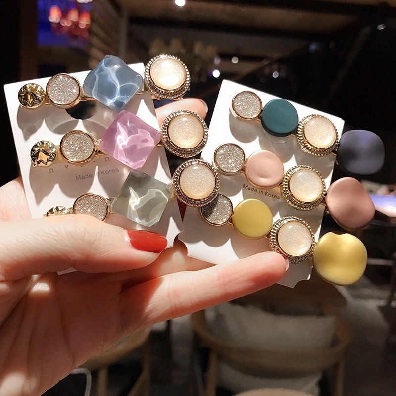 韩国马卡龙发夹发卡女刘海边夹后脑勺简约一字夹ins网红款复古潮