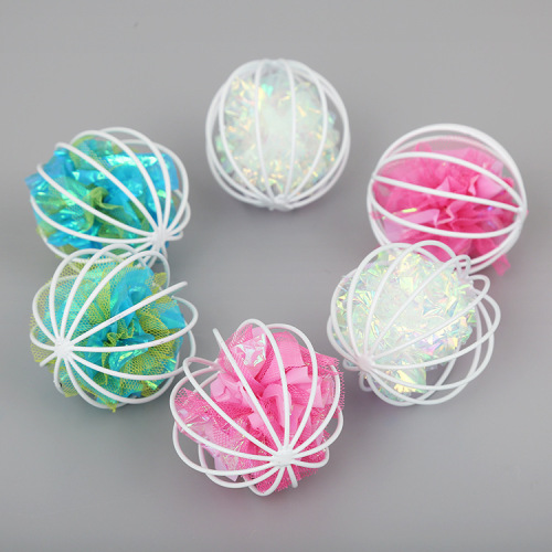 Pet Supplies Cat Toys Plastic Color Paper Cage Ball Funny Cat Play Factory Spot Cross-Border Wholesale