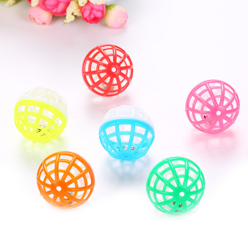 Cat Toy Ball Thin Strip Two-Color Bell Plastic Ball Multi-Color Selection Pet Products Factory Direct Cross-Border Wholesale