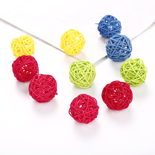 cat toy candy color rattan ball multi-color spherical 4cm rolling chase pet products factory direct cross-border wholesale