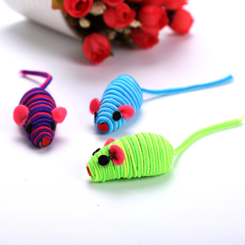 cat toy elastic line mouse multi-color with sand and stone catching pet products factory wholesale
