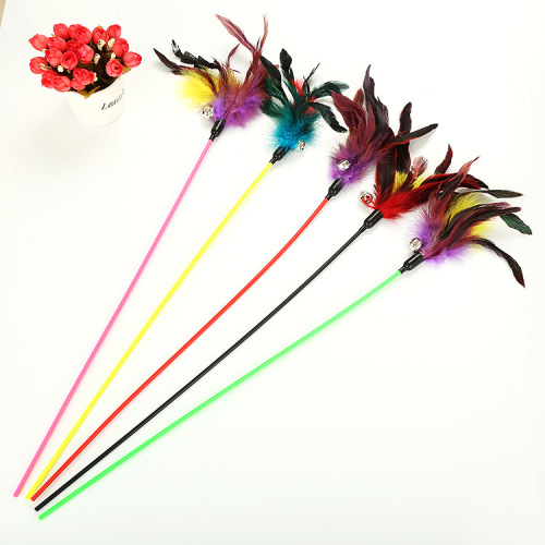 Pet Supplies Cat Toys Colorful Feather Funny Cat Stick Fun Interactive Factory Spot Cross-Border Wholesale