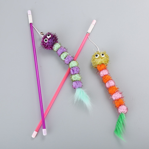 Cat Toy Glitter Ball Caterpillar Funny Cat Stick Feather Interactive Funny Pet Products Manufacturer