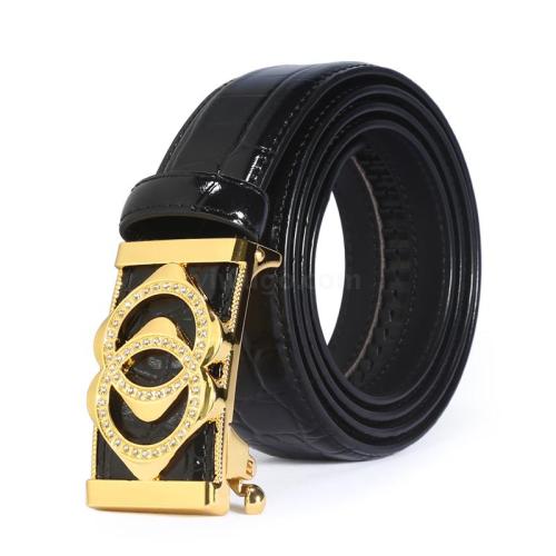 Stall Hot Sale Diamond-Embedded Automatic Buckle Youth Crocodile Pattern for Men Belt One Piece Dropshipping Factory Direct Sales