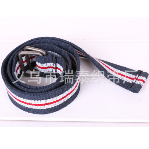 Clothing Home Textile Jacquard Ribbon Custom Polypropylene Knitted Woven Fabric Belt D-Type Buckle Belt Factory Wholesale