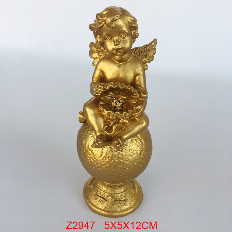 手握贝壳天使摆件 树脂 白色、金色可选 宗教 外贸出口 礼品定制