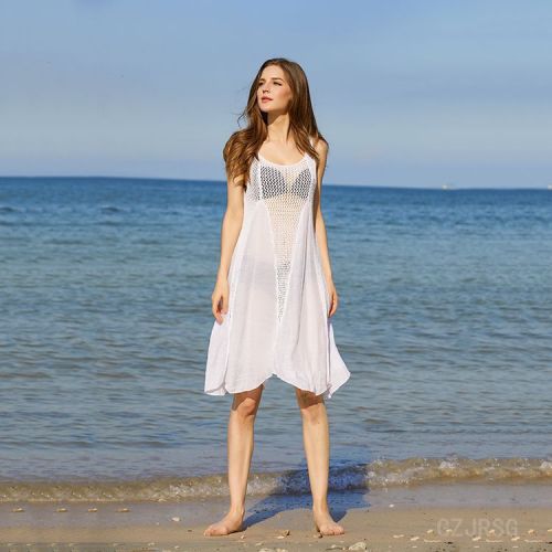 a3179 cross-border european and american beach vacation sun protection clothing hollow-out hook clothes backless bikini vest dress