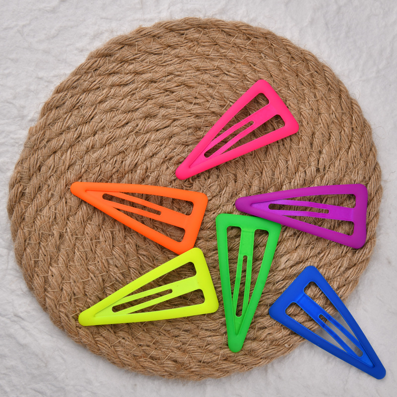 韩国ins流行泫雅网红发夹BB夹边夹三角形荧光橡皮漆碎发女生发卡