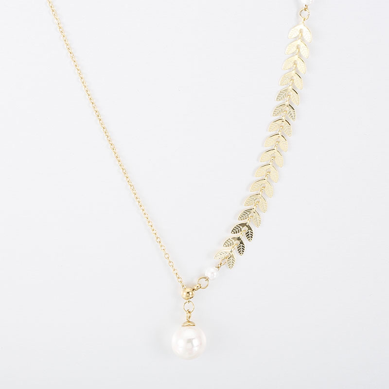 网红ins新款钛钢麦穗项链气质珍珠锁骨链个性创意项饰厂家批发