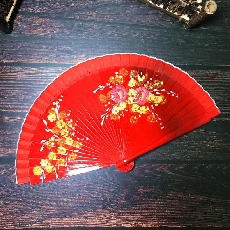 好开合双面西班牙木折扇中国风女扇手绘扇子旗袍走秀扇舞蹈扇木扇