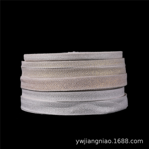 Factory Direct Sales Clothing Bags Textile Accessories Ribbon Cotton Herringbone Knitted Non-Elastic Ribbon Gold and Silver Silk Knitted Belt