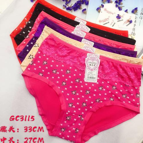 foreign trade underwear women‘s underwear printed briefs lace stitching mummy pants factory direct sales