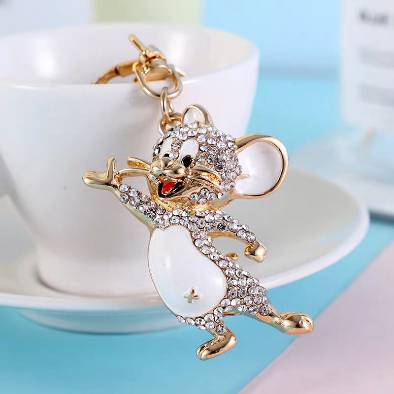 地摊饰品十二生肖钥匙扣老鼠镶钻饰品挂件高档礼品汽车装饰包包件